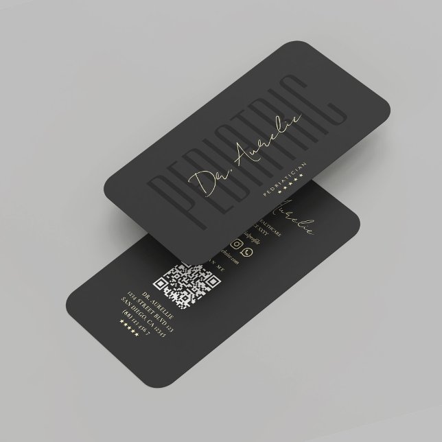 Tarjeta De Visita Oro negro en pediatría pediátrica moderna (Modern Pediatric Pediatrician Black Gold Business Card
)