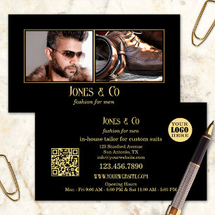 Tarjeta De Visita Oro Negro Fotos Personalizadas Ropa de Hombre Moda