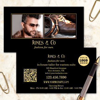Tarjeta De Visita Oro Negro Fotos Personalizadas Ropa de Hombre Moda