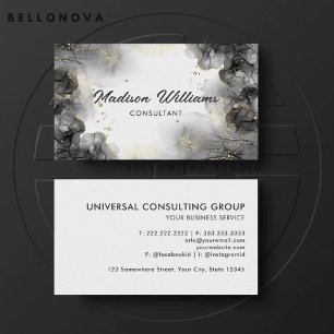 Tarjeta De Visita Oro negro gris blanco personalizable Profesional