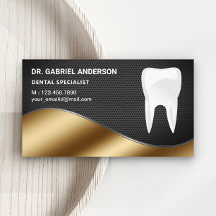 Tarjeta De Visita Oro Negro Malla Diente Clínica Dental Dentista