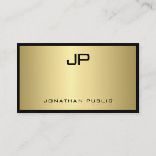 Tarjeta De Visita Oro Negro Moderno Monograma Glamour Excelente Luxe