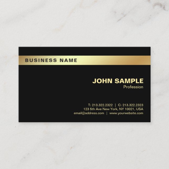 Tarjeta De Visita Oro negro profesional elegante moderno corporativo (Anverso)