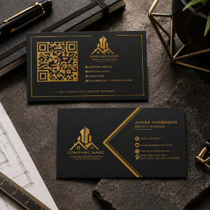 Tarjeta De Visita Oro negro profesional moderno de construcción
