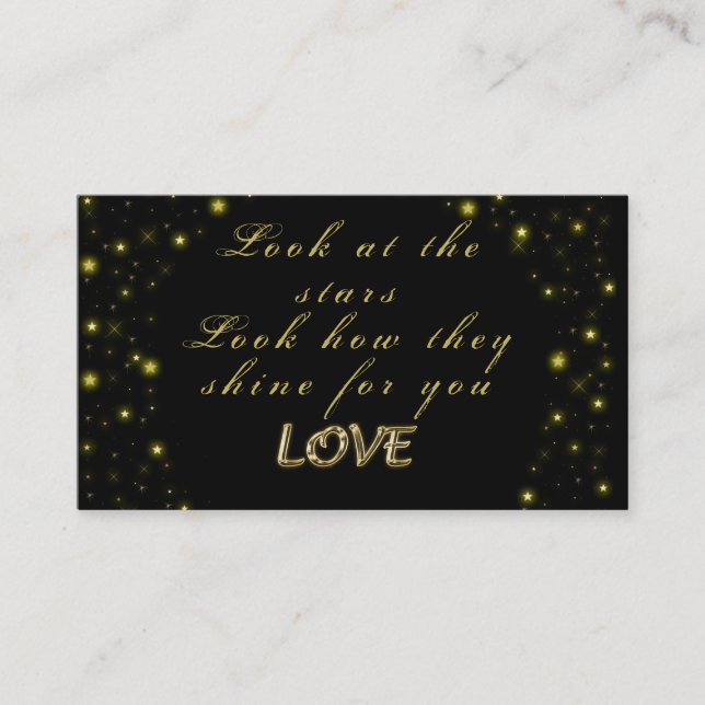 Tarjeta De Visita Oro personalizado y estrellas brillantes en negro (Anverso)