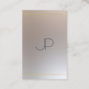 Tarjeta De Visita Oro Plateado Con Monograma Moderno Profesional