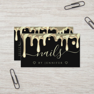 Tarjeta De Visita Oro Polaco Perforaciones Nails Artista Código QR N