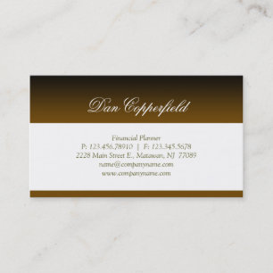 Tarjeta De Visita Oro profesional del planificador financiero de la