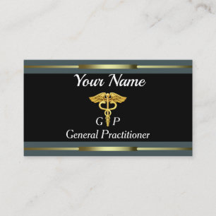 Tarjeta De Visita Oro profesional y negro internista