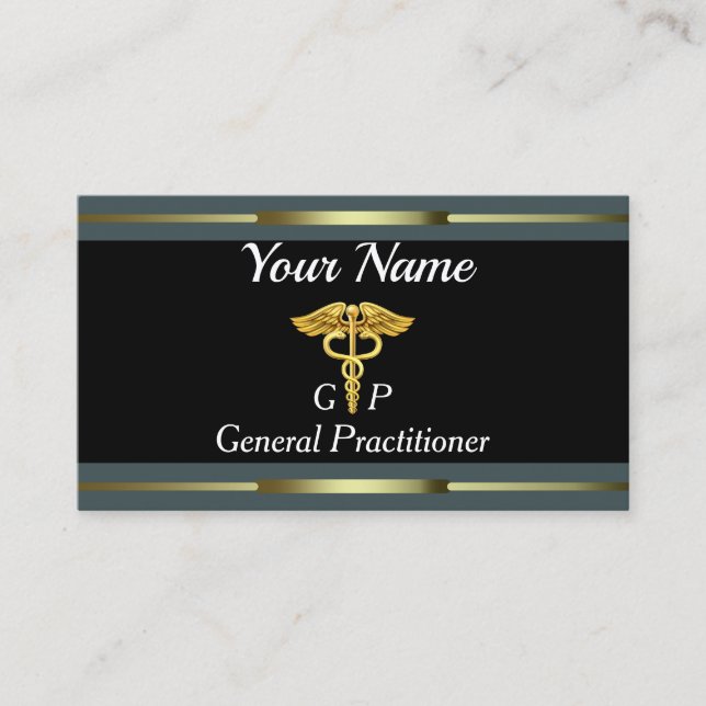 Tarjeta De Visita Oro profesional y negro internista (Anverso)