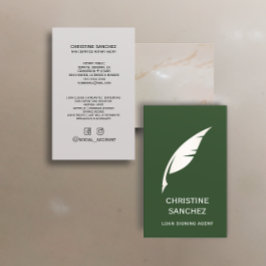 Tarjeta De Visita Oro Quill Pen PÚBLICO NOTAL SINGNING AGENT Green