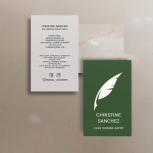 Tarjeta De Visita Oro Quill Pen PÚBLICO NOTAL SINGNING AGENT Green