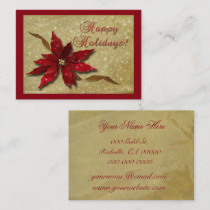 Tarjeta De Visita Oro rojo del Poinsettia