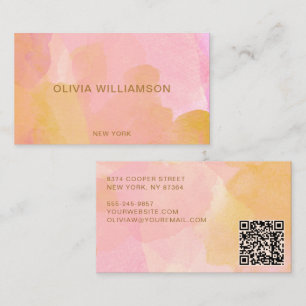 Tarjeta De Visita Oro Rosa Acuarela Abstracto Moderno Profesional