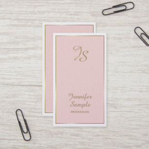Tarjeta De Visita Oro Rosa Blanco Moderno Monograma Tendente Lujo