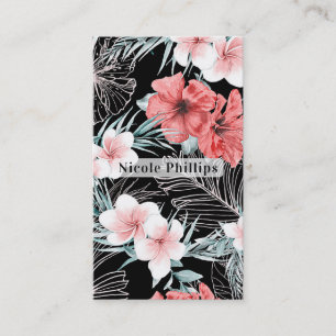 Tarjeta De Visita Oro Rosa Chic Botánico Tropical Isla Paraíso