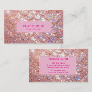 Tarjeta De Visita Oro rosa escama de sirena iridiscente falso