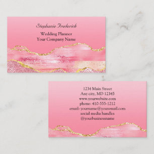 Tarjeta De Visita Oro Rosa Glitter Agata Femenina Pequeña Empresa