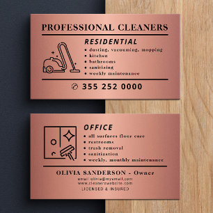 Tarjeta De Visita Oro rosa limpieza profesional moderno