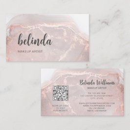 Tarjeta De Visita Oro Rosa Mármol de Tinta | Código QR