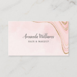 Tarjeta De Visita Oro Rosa Moderno Arte Líquido Acuarela Comercial C