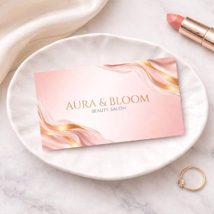 Tarjeta De Visita Oro Rosa Moderno Mármol de Ágata Rosa Belleza