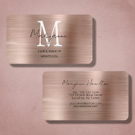 Tarjeta De Visita Oro Rosa Monograma Elegante Moderno