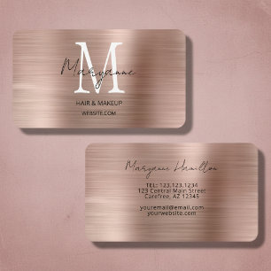 Tarjeta De Visita Oro Rosa Monograma Elegante Moderno
