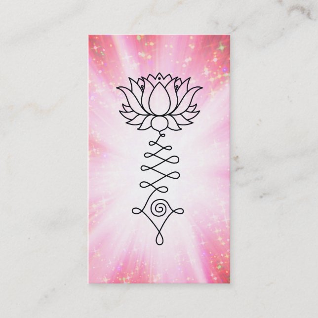 Tarjeta De Visita *~* Oro Rosa Sparkles Lotus Reiki Energía Sanadora (Anverso)