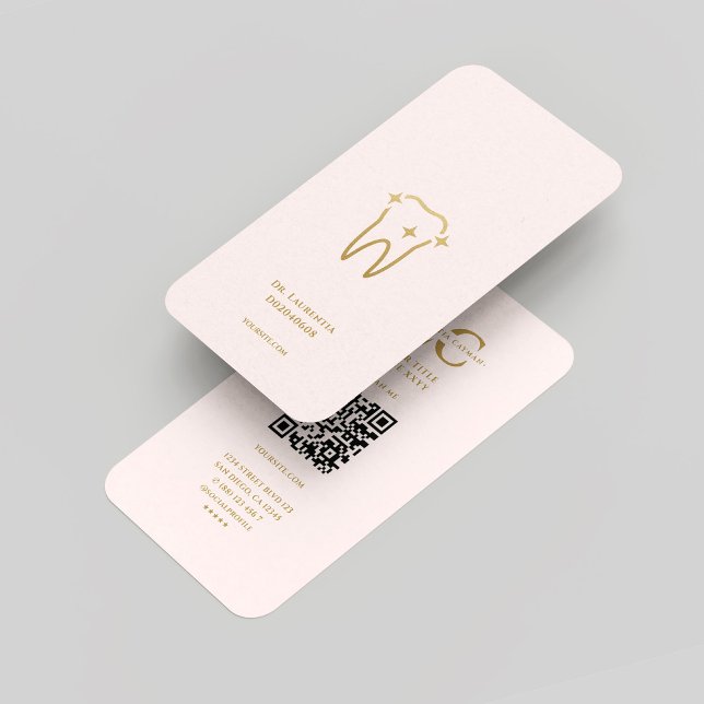 Tarjeta De Visita Oro rosado moderno con monograma (Modern Monogram Dentist Pink Gold Business Card
)