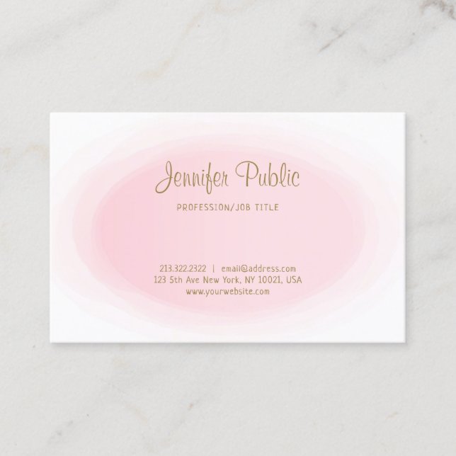 Tarjeta De Visita Oro rosado moderno profesional simple elegante de (Anverso)