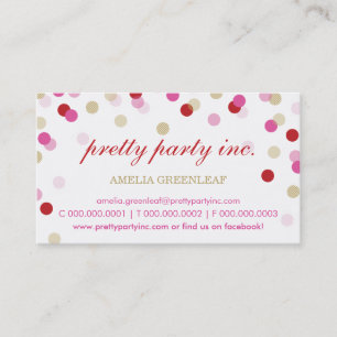 TARJETA DE VISITA:: oro rosado rojo del confeti
