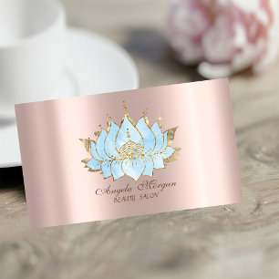 Tarjeta De Visita Oro Simple Profesional Azul Loto Oro Rosa
