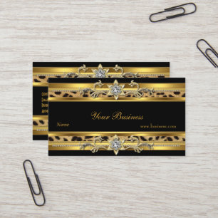 Tarjeta De Visita Oro Sobre Joyas Negras Elegantes y Clásicas 3