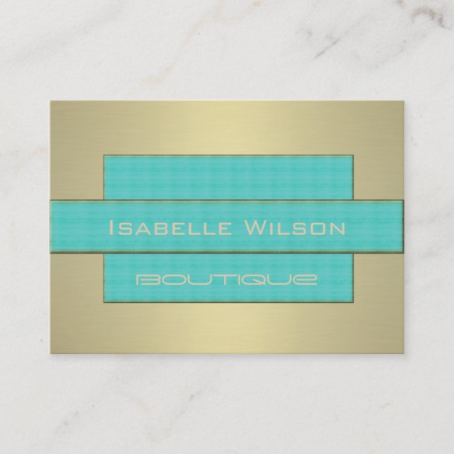 Tarjeta De Visita Oro turquesa elegante y profesional (Anverso)