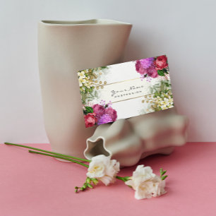 Tarjeta De Visita Oro verde floral del rosa de rosas rojos del