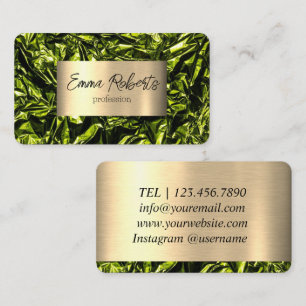 Tarjeta De Visita Oro verde holográfico metálico