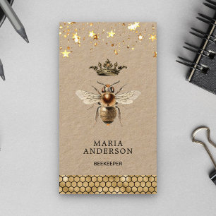 Tarjeta De Visita Oro Vintage Reina Abeja Apicultor Kraft