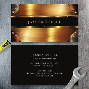 Tarjeta De Visita Oro y Bronce Riveteado Industrial