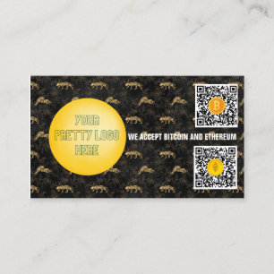 Tarjeta De Visita oro y panter negro aceptamos bitcoin moderno