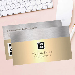 Tarjeta De Visita Oro y plata profesionales, mínimo, logotipo, códig