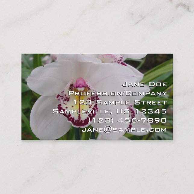 Tarjeta De Visita Orquídea Blanca II Elegante Floral (Anverso)