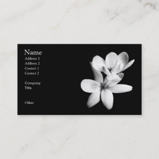 Tarjeta De Visita Orquídea blanco y negro floral