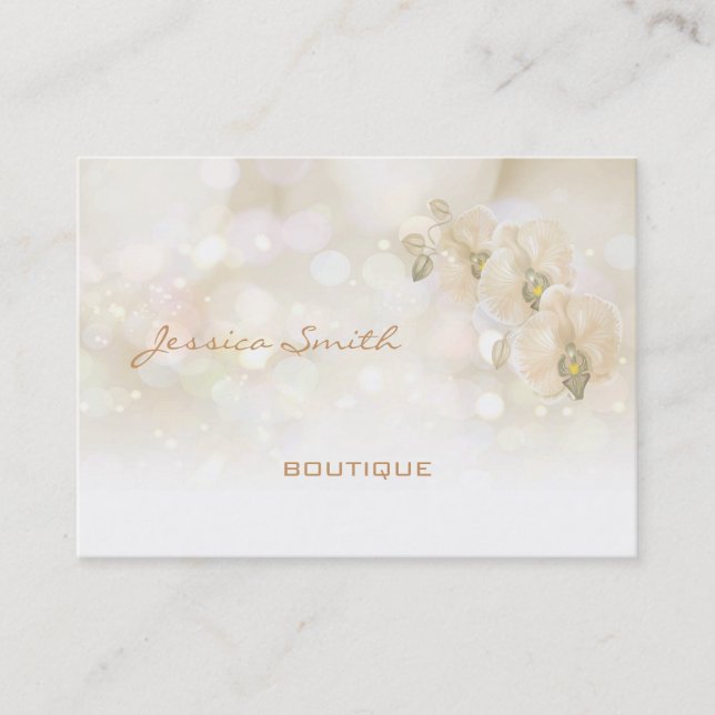 Tarjeta De Visita Orquídea de bokeh elegante y glamurosa profesional (Anverso)