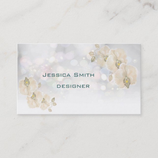 Tarjeta De Visita Orquídea de bokeh elegante y glamurosa profesional (Anverso)