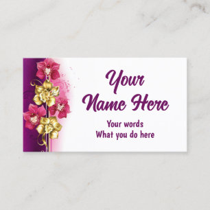 Tarjeta De Visita Orquídea dorada sobre fondo rosado