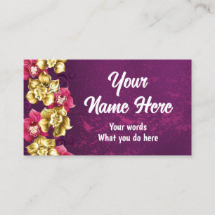 Tarjeta De Visita Orquídea dorada sobre fondo rosado