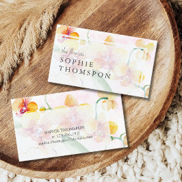 Tarjeta De Visita Orquídeas amarillas y rojas elegantes