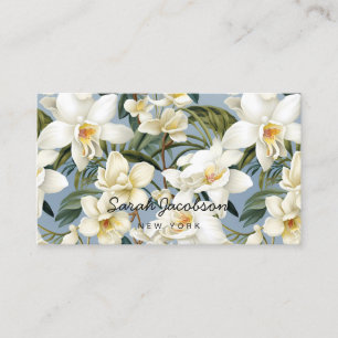 Tarjeta De Visita Orquídeas Blancas Elegantes