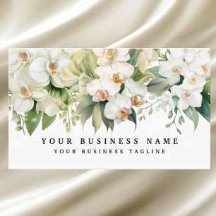 Tarjeta De Visita Orquídeas Blancas Elegantes Flores Floral